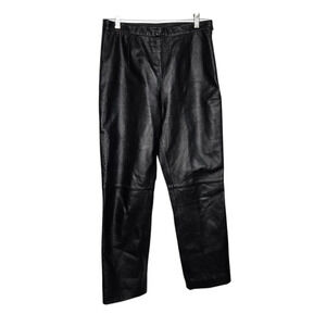 Vintage Leather Pants Clio Black High Rise Side Zip Straight Leg Women 6